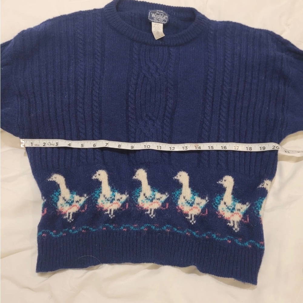 Super RARE Woolrich Vintage Blue Sweater 100% wool Geese Design - Picture 6 of 9